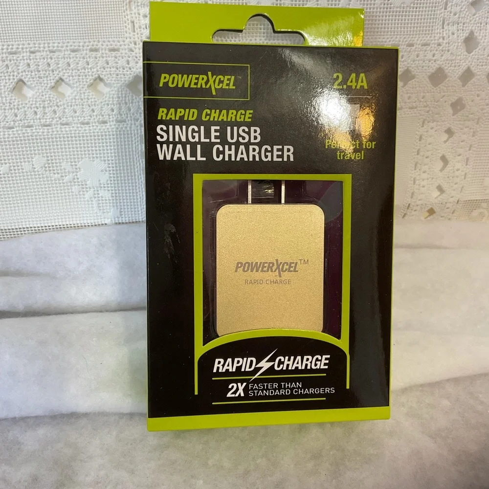 USB Wall charger box gold tone